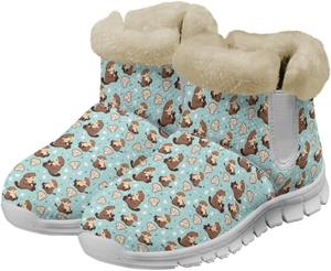 Зимние ботинки chaqlin Otter Snow с флисовым плюшем для женщин, теплые повседневные уличные ботинки с плоской подошвой, противоскользящие, широкие, легкие и удобные рабочие ботинки, Otter Love Heart Shell