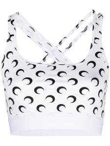 Marine Serre укороченный топ All Over Moon, белый