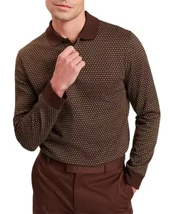 Рубашка-Поло Durand с жаккардовым узором «гео» Ted Baker, коричневый