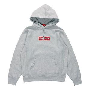 Толстовка ss19 x swarovski box logo hooded sweatshirt bogo Supreme, серый
