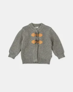 Серая вязаная детская куртка с застежками-лямелями Tutto Piccolo, серый