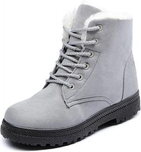 Женские замшевые теплые зимние ботинки Myallfeet с плюшевой подкладкой, удобные шерстяные ботинки для улицы, противоскользящие и теплые хлопковые ботинки, Grey