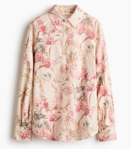 Рубашка H&M Linen, светло-бежевый