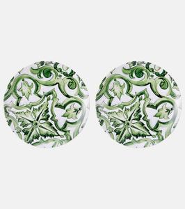 Набор майолики из 2 фарфоровых тарелок для сервировки Dolce&Gabbana Casa, Verde Maiolica