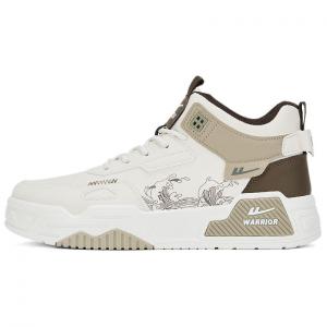 Высокие скейтерские кроссовки мужские бежевый хаки WARRIOR, хаки (на флисовой подкладке)