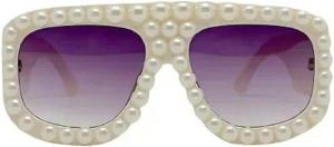 Солнцезащитные очки Melrose Pearl Decoration Square для женщин, модные солнцезащитные очки в винтажном стиле для летних мероприятий на открытом воздухе, модель 8009, White