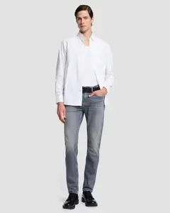 Мужские облегающие джинсы средней посадки серого цвета 7 For all mankind, серый