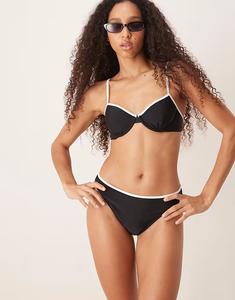 Плавки бикини средней посадки с контрастной отделкой, черный цвет Abercrombie & Fitch
