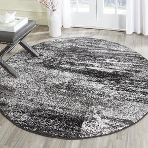 SAFAVIEH Adirondack Collection ковер, 153 x 153 см, Silver & Black, современный абстрактный дизайн, не линяет и прост в уходе, идеален для помещений с высокой проходимостью в гостиной, спальне (ADR112A)