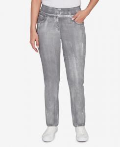 Джинсы-топ с металлическим блеском, модель Petite Metallic Painted Pull On Jeans Ruby Rd, Smoke Multi