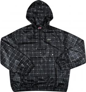 Анорак Supreme x Lacoste Reflective Grid Nylon Anorak 'Black', черный