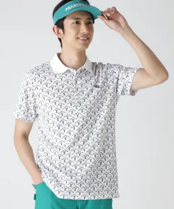 Футболка-поло с коротким рукавом и логотипом кролика, с ромбовидным принтом и изображением медведя, из пике Pearly Gates, цвет White Base 1