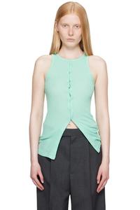 Зеленая органическая мягкая майка в рубчик AURALEE