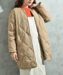 Пуховая куртка из эластичной тафты с ромбовидной стежкой на манжетах Interplanet, цвет Beige