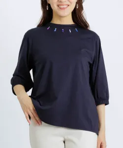 Пуловер с рукавами 3/4 и вышивкой Pico Studio Picone, цвет Navy (060)