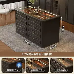 Yu Senyi Комод 68 см для спальни из массива дерева, модель Large Capacity, темная ночь черный, 1 ящик, полностью собран