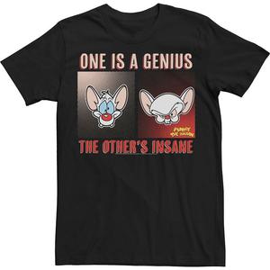 Мужская футболка Pinky And The Brain One Is A Genius, футболка Other's Insane Licensed Character, черный