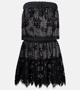 Мини-платье с цветочным принтом и сборками Isla Melissa Odabash, черный