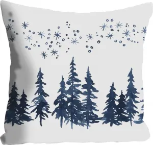 Декоративная подушка Queence "Kathi", чехол без наполнителя, 1 шт 40х40 см, синий/белый