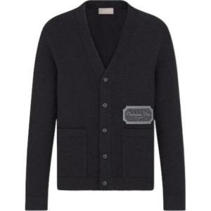 Кардиган с V-образным вырезом и логотипом Homme DIOR, черный