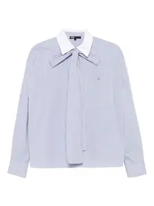 Полосатая рубашка с галстуком на воротнике Maje, синий