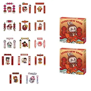 Мини-наклейки на холодильник с новогодними парными надписями, мистик бокс, одиночный мистик бокс/полный набор 12 шт POP MART