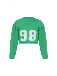 Женский свитер зеленого и белого цвета myMo