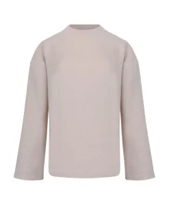 Бежевый шерстяной свитер с круглым вырезом Max Mara Studio, бежевый