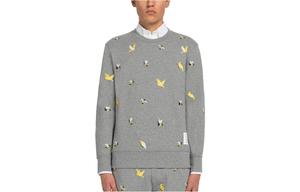 Вышитый хлопковый свитшот THOM BROWNE, серый