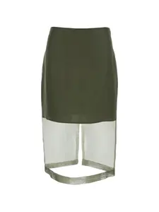 Миди-юбка с прозрачными вставками Federica Tosi, зеленый