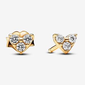 Серьги Pandora Triple Stone Heart, золото