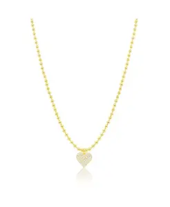 Ожерелье в форме сердца желтого золота с цепочкой из шариков и бусин Etoielle, yellow