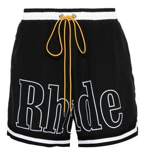 Шорты для плавания Rhude - Straight-Leg Mid-Length Logo-Print Striped, черный (размер S)