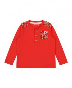 Детская рубашка-поло с длинными рукавами и карманами Mixed Up Clothing, Red geometric pocket