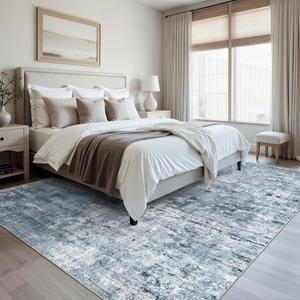 Ковер Soalmost Washable для гостиной, 275х183 см, синий/серый