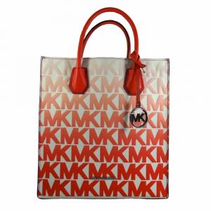 Сумка-тоут Michael Kors Women's Mercer NS Shopper Vegan Leather, красный/белый