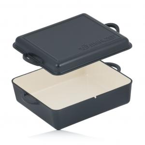 Жаровня для жарки чугунная эмалированная | 10,5 литров | Голубая ягода | 2-в-1 жаровня со сковородой Mahlzeit