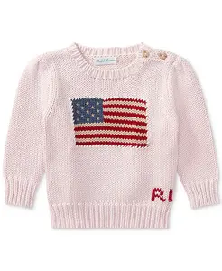 Свитер для девочек с флагом Polo Ralph Lauren, розовый