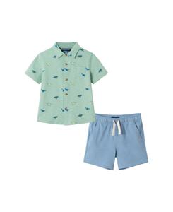 Детский вязаный комплект для мальчиков/малышей светло-зеленого цвета с принтом динозавров, на пуговицах Andy & Evan, Lt green