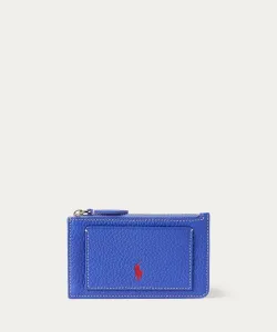 Кожаный чехол для карт Polo Play на молнии Polo Ralph Lauren, цвет 500 Purple