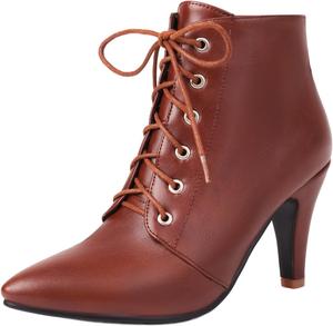 Женская мода: ботильоны на каблуке 8,5 см, с острым носком, короткие, с лаконичной боковой молнией, узкие, универсальные и стильные, размер L9-1-29, размеры US4-US14 LYYSKY, Brown(L9-11)