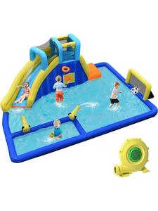 Costway Надувной батут с воздуходувкой синего цвета