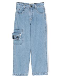 Прямые джинсы с логотипом Fendi Kids, синий