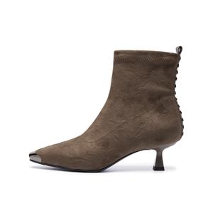 Ботинки на каблуке Niche, женские ботинки до щиколотки 2025 ELLE, хаки зеленый