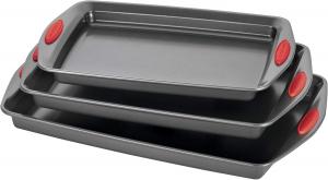 Набор форм для печенья Rachael Ray Bakeware с антипригарным покрытием, 3 предмета, серый/красный