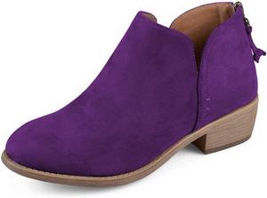 Женские ботильоны YDN на средним каблуке, с заостренным носком миндальной формы, низкий устойчивый каблук, классические туфли с вырезом V сзади и молнией, размеры 4-15 US, Violett