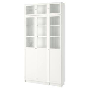 Книжный шкаф с расширением высоты ut/drs BILLY/OXBERG IKEA, 120x30x237 см, цвет white/glass