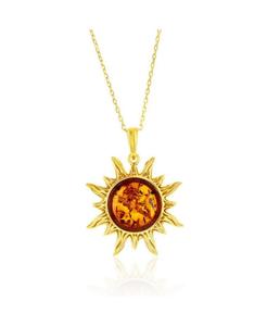 Подвеска в виде солнца из стерлингового серебра с янтарным покрытием - позолоченная Caribbean Treasures, Amber