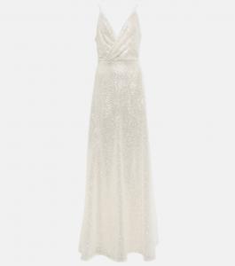 Платье Kristina из тюля с пайетками COSTARELLOS, белый