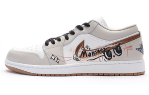 Jordan Баскетбольные кроссовки Air 1 с амортизацией, износостойкие, винтажные, низкие, унисекс, белые, коричневые